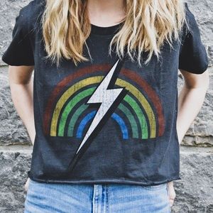 Bolt cropped distressed tee